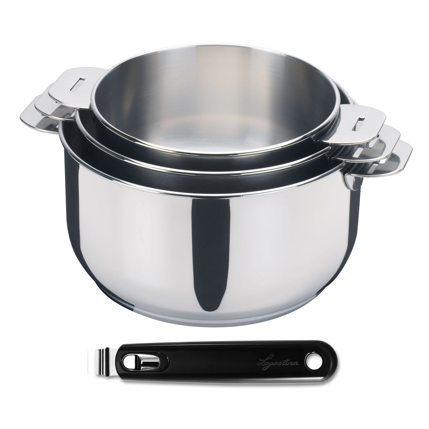 Série de 3 casseroles Salvaspazio + poignée amovible
