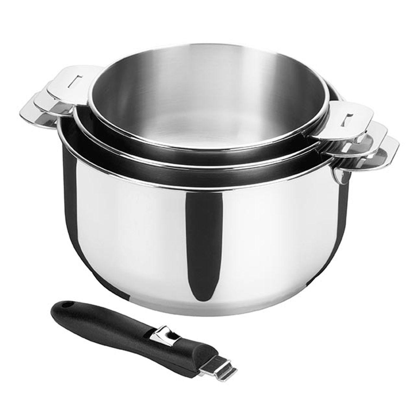 Série de 3 casseroles Salvaspazio + poignée amovible