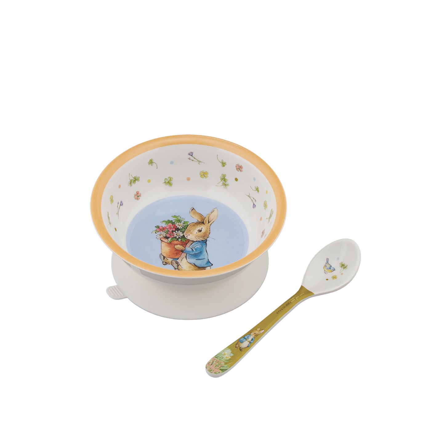 Bol ventouse avec cuillère pierre lapin abricot 160 ml