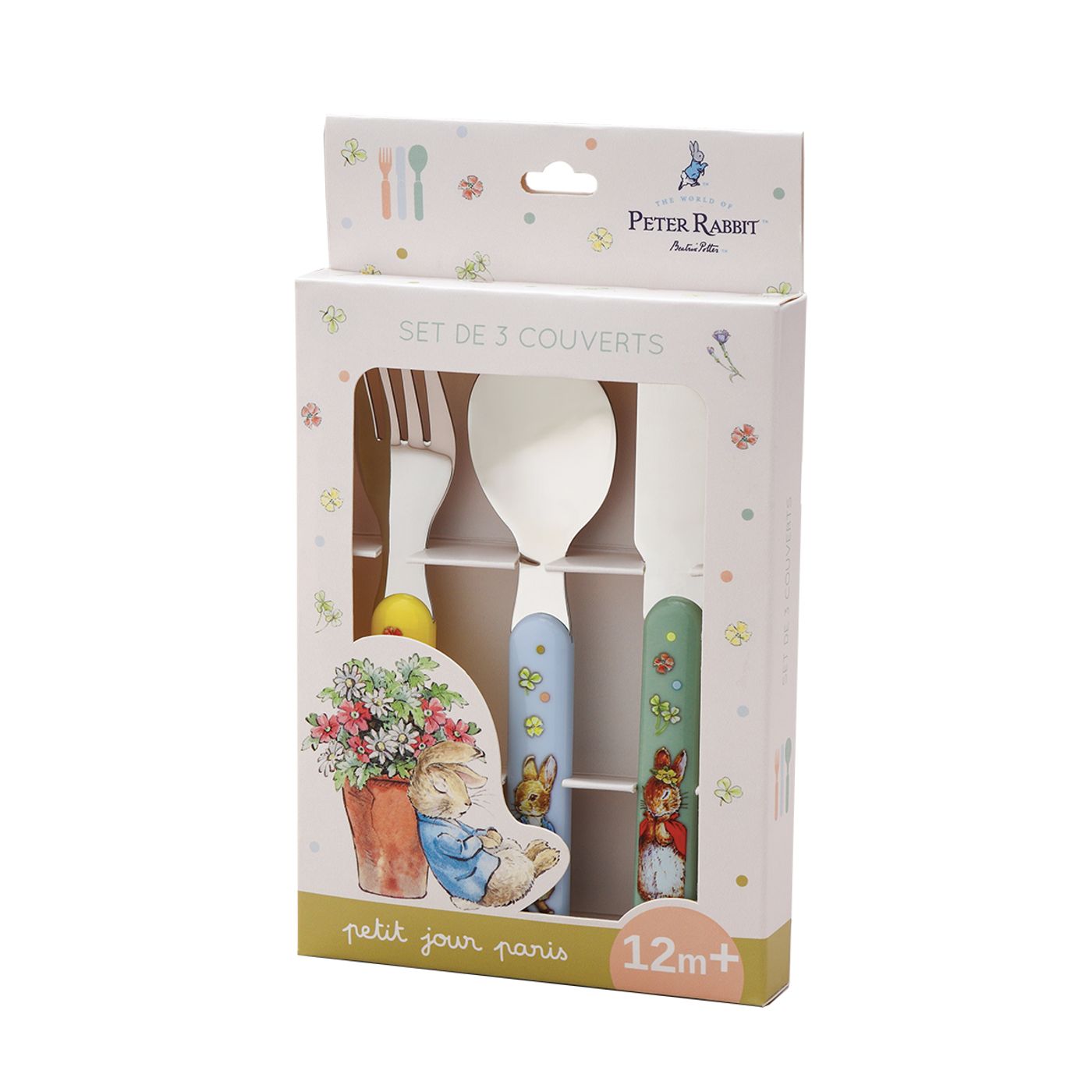 Set de 3 couverts pierre lapin multicolore