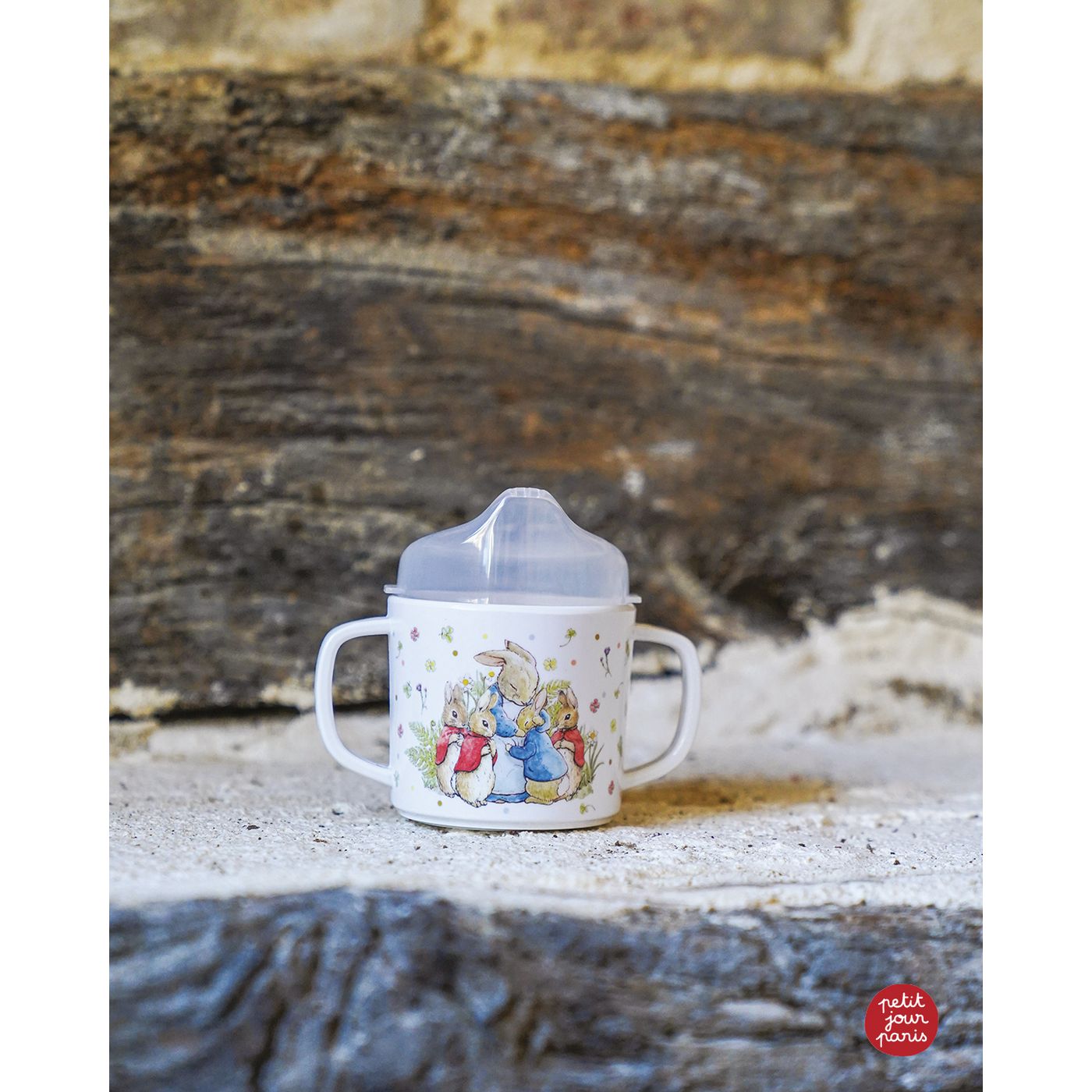 Tasse d'apprentissage antidérapante pierre lapin multicolore 160 ml