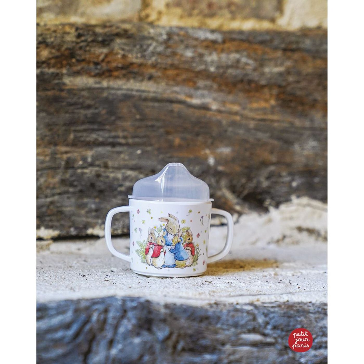 Tasse d'apprentissage antidérapante pierre lapin multicolore 160 ml