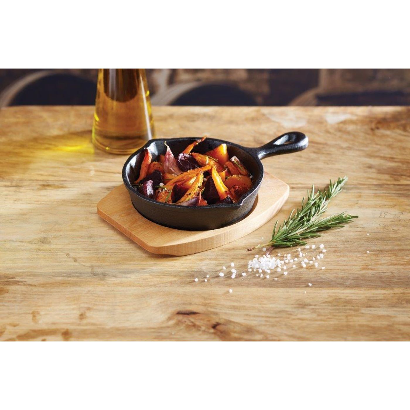 Mini poêle en fonte 15 cm avec support bois