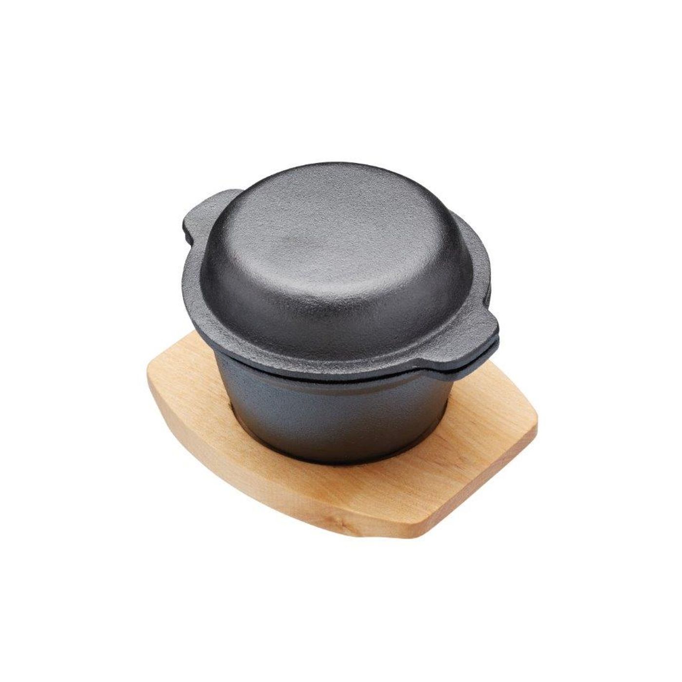 Mini cocotte en fonte 10 cm avec support bois
