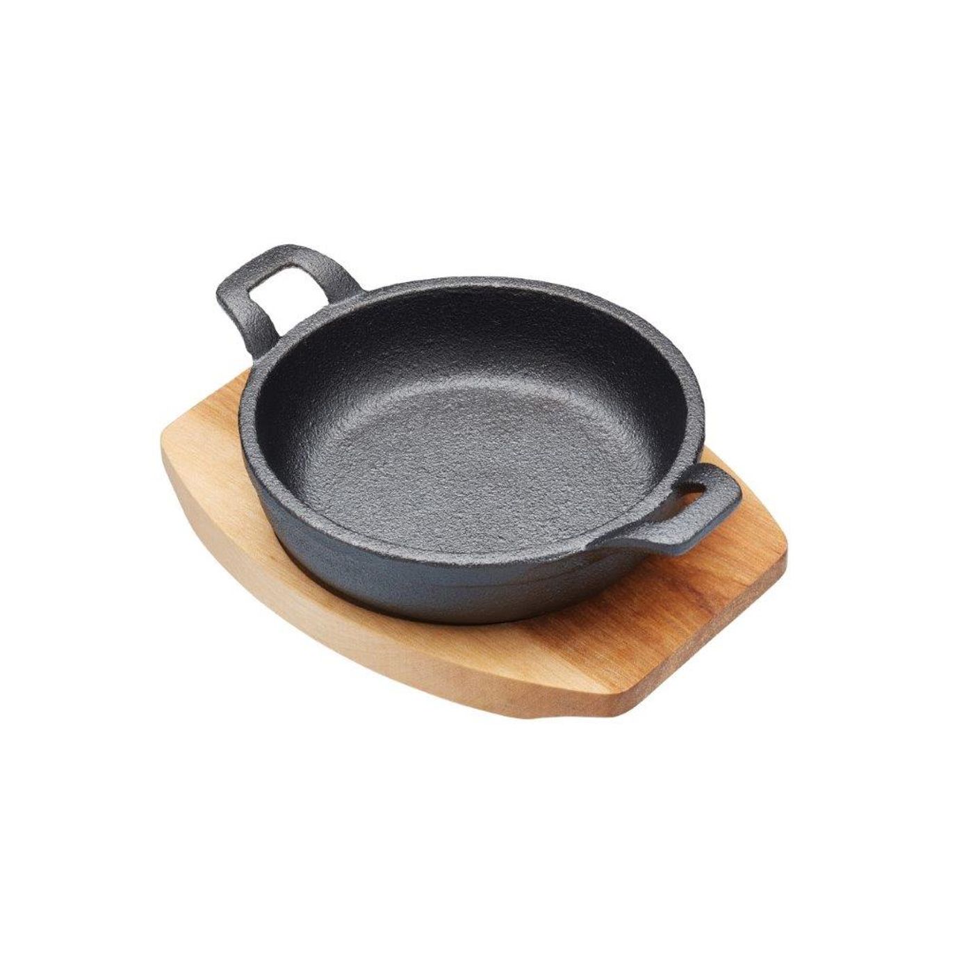 Mini plat à gratin 12,5 cm en fonte avec support bois