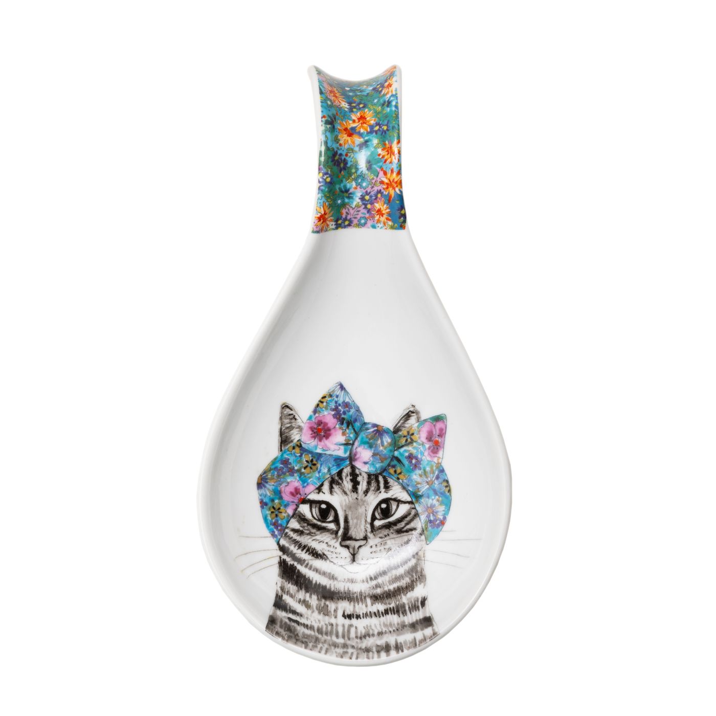 Repose-cuillère Adorable Avec Chat - Faïence - 23 X 8 Cm - Idéal Pour Cuisine Propre Et Décorée - 5