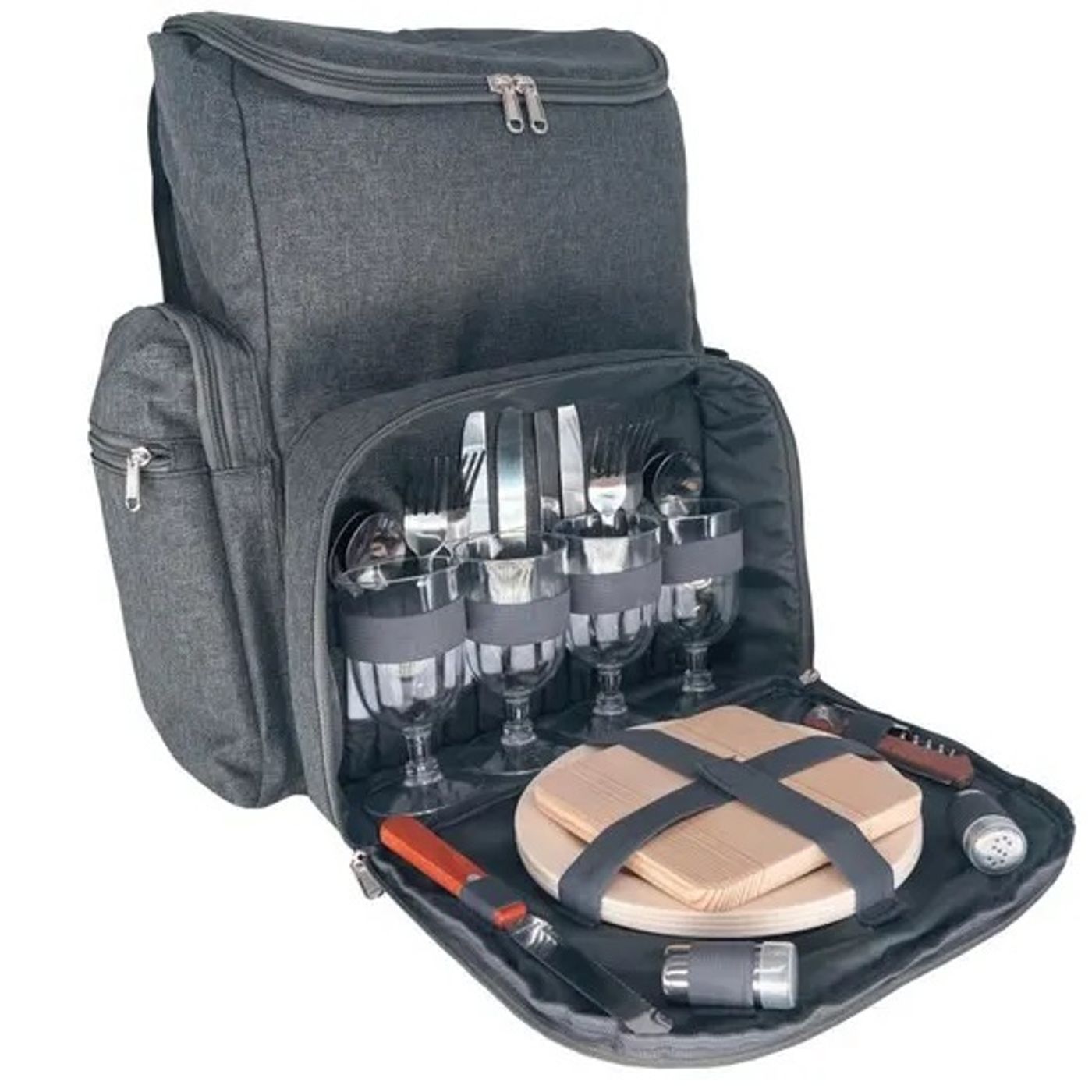 Sac à dos escapade pique-nique 4 personnes gris
