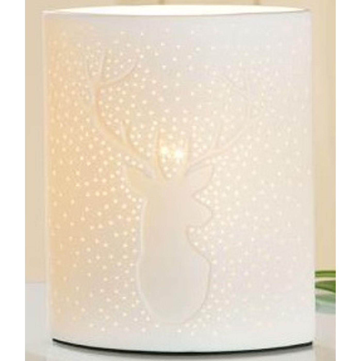 Lampe porcelaine cerf H. 20 cm