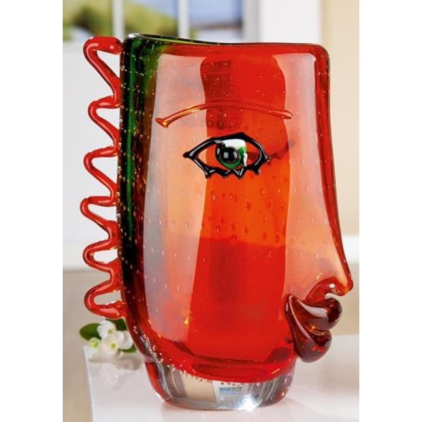 Vase visage glass art H. 31 cm