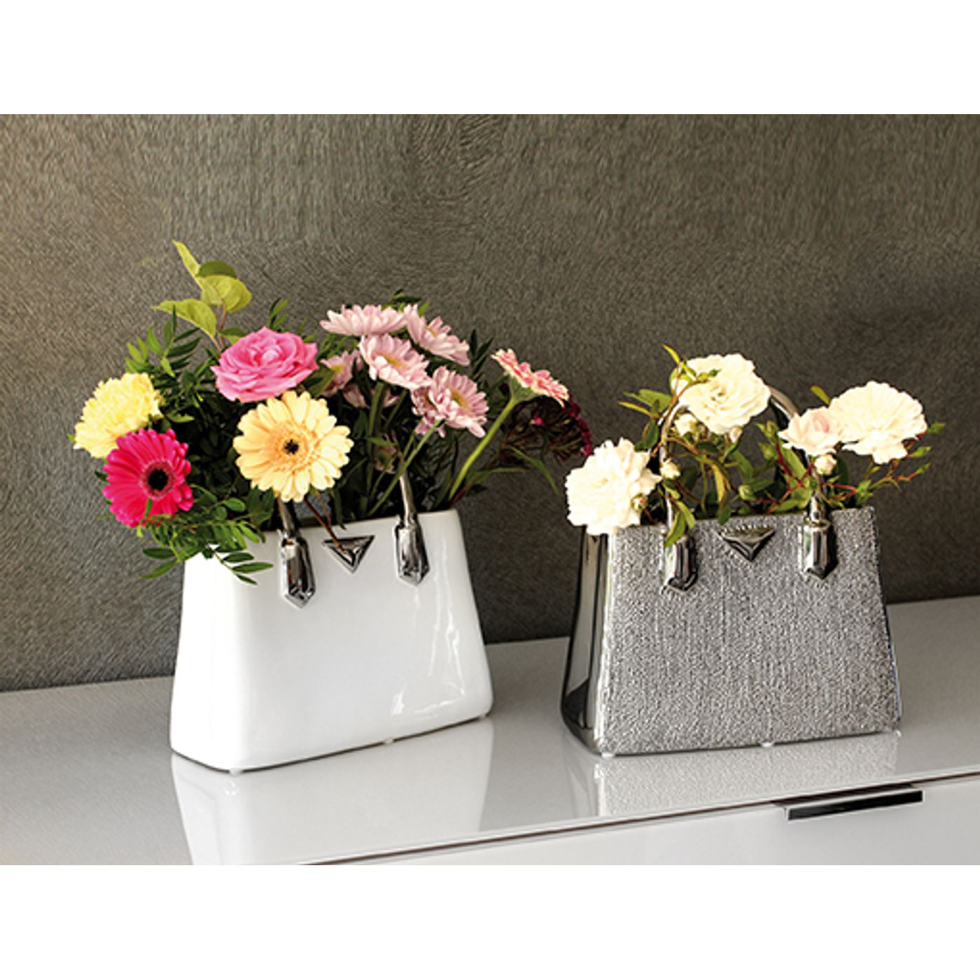 Vase sac à main Milano 25,5 cm blanc