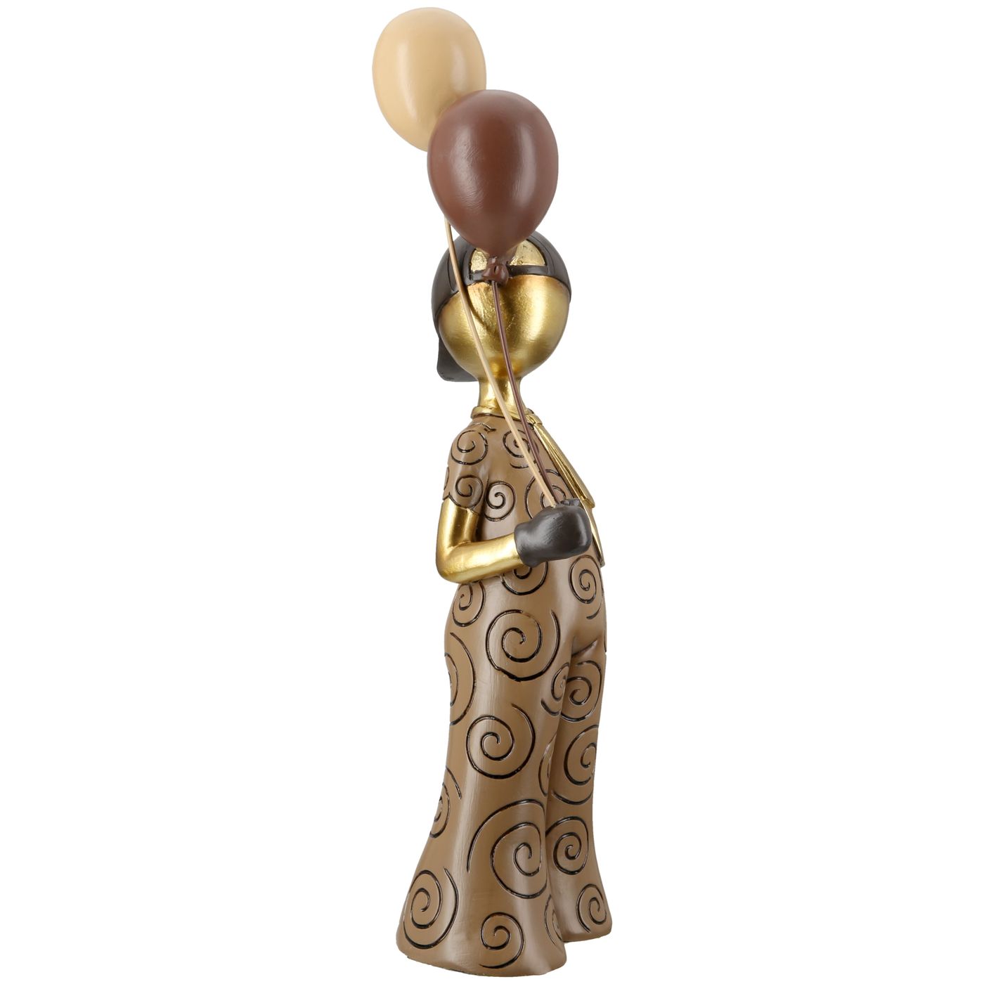 Figure, garcon ballon, motif du ballon, avec chapeau et cravatte, résine synthétique, marron