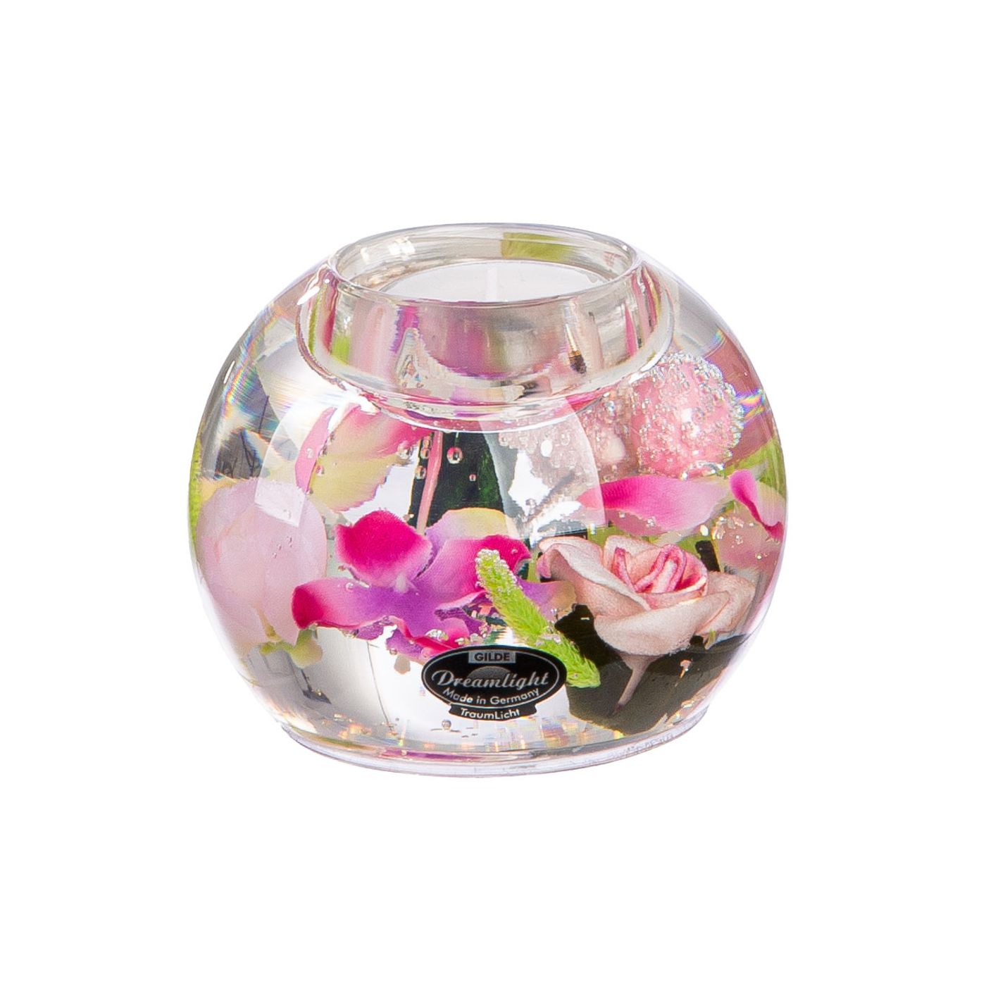 Dreamlight, bougeoir pour bougies à chauffe-plat, mercur, "Pink Love", verre, rose, unité  6, H. 7 cm