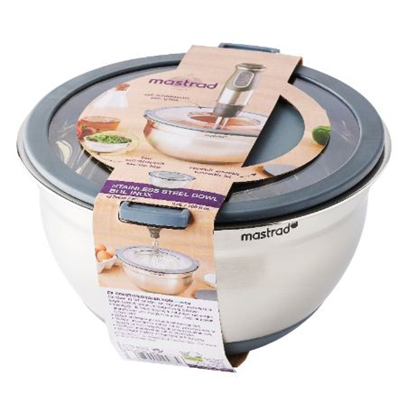 Bol mixeur fond silicone 20 cm + couvercle