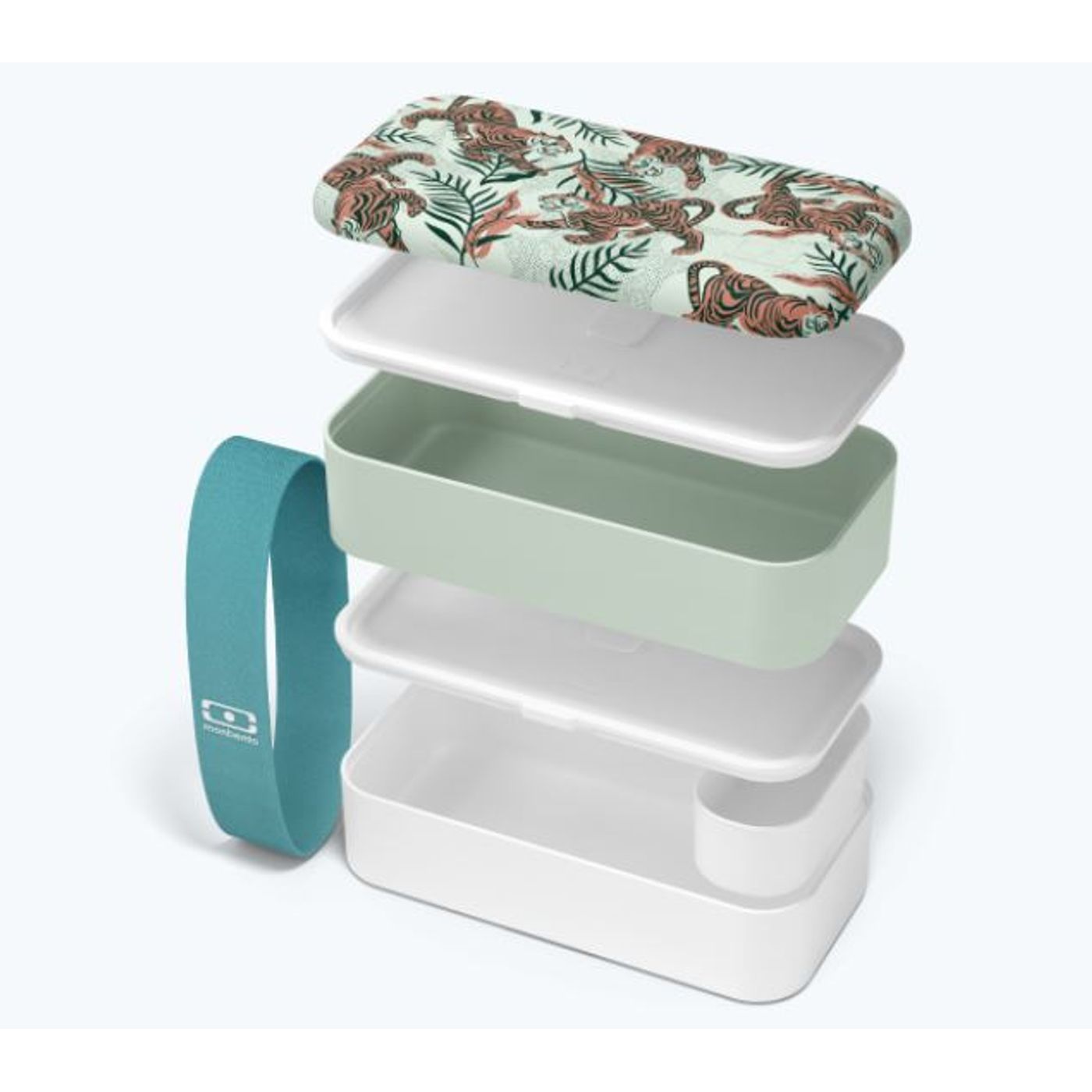 Boite bento verte motif tigre