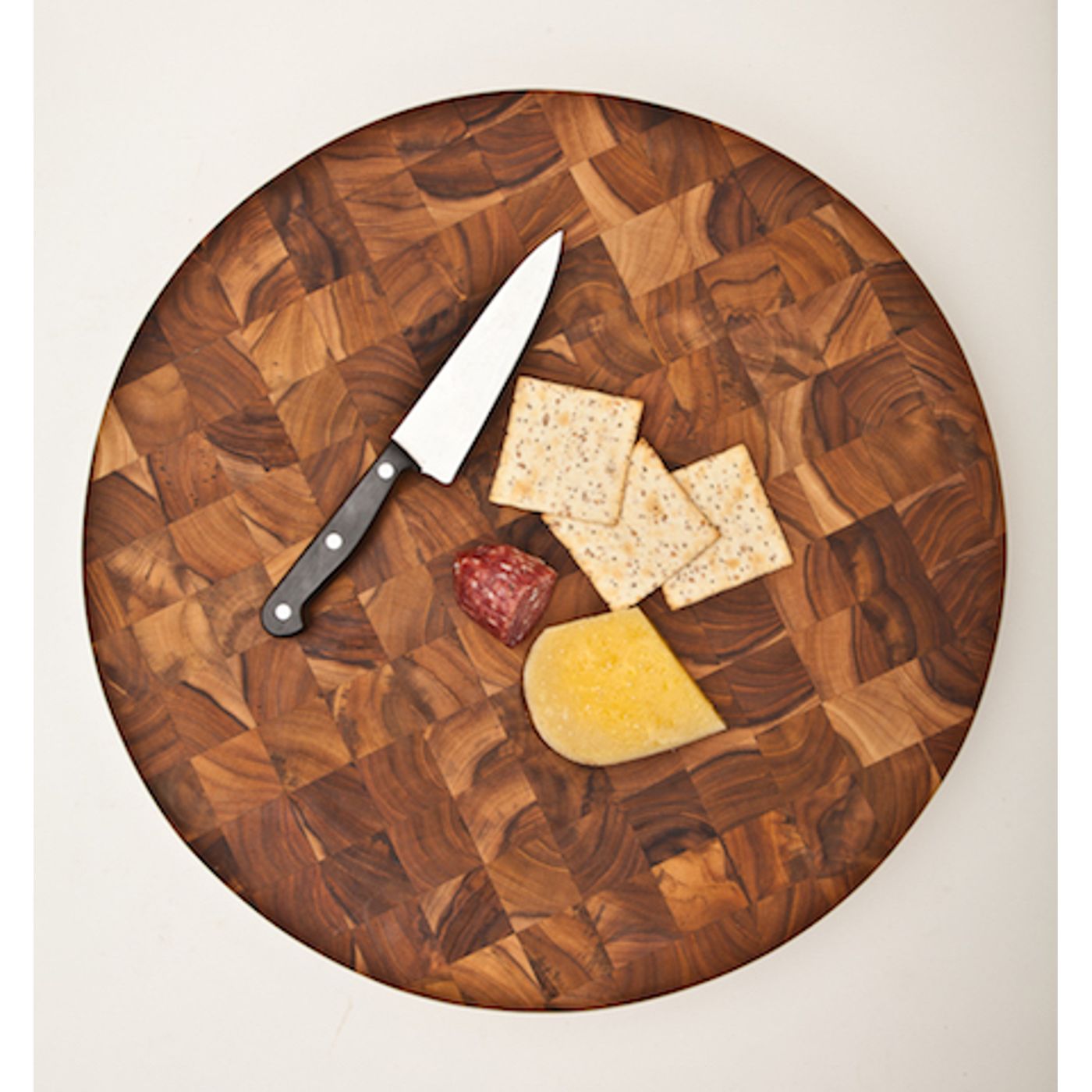 Billot de cuisine en teck rond 45 cm