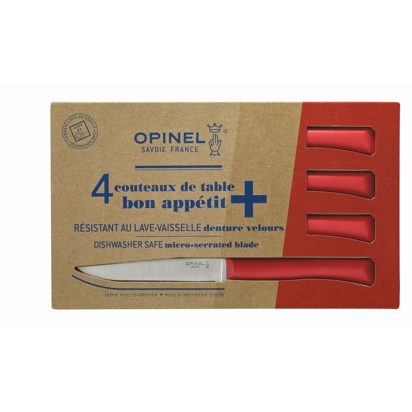 Lot de 4 couteaux à steak BON APPETIT + rouge