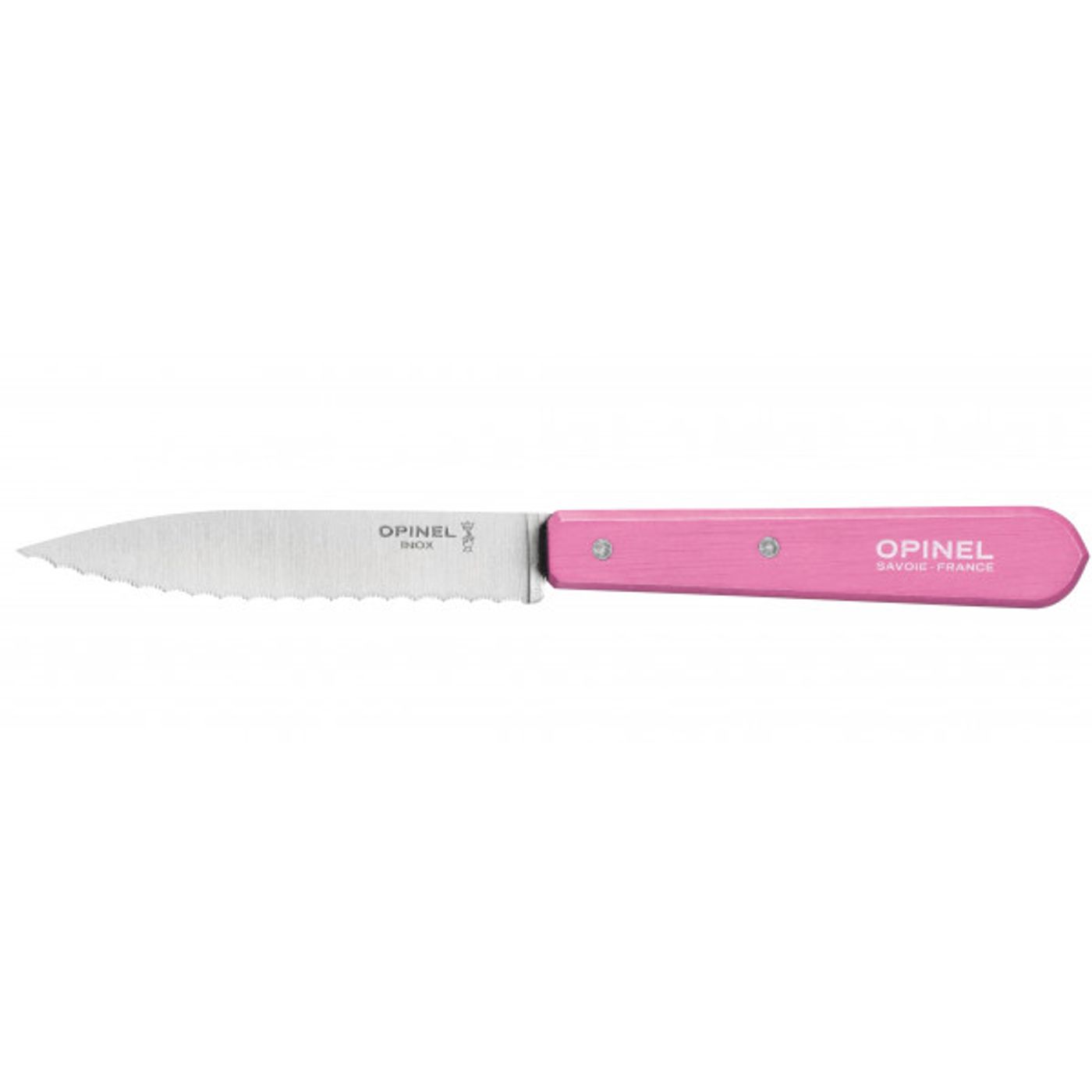 Couteau N°113 lame crantée inox 10 cm fuschia