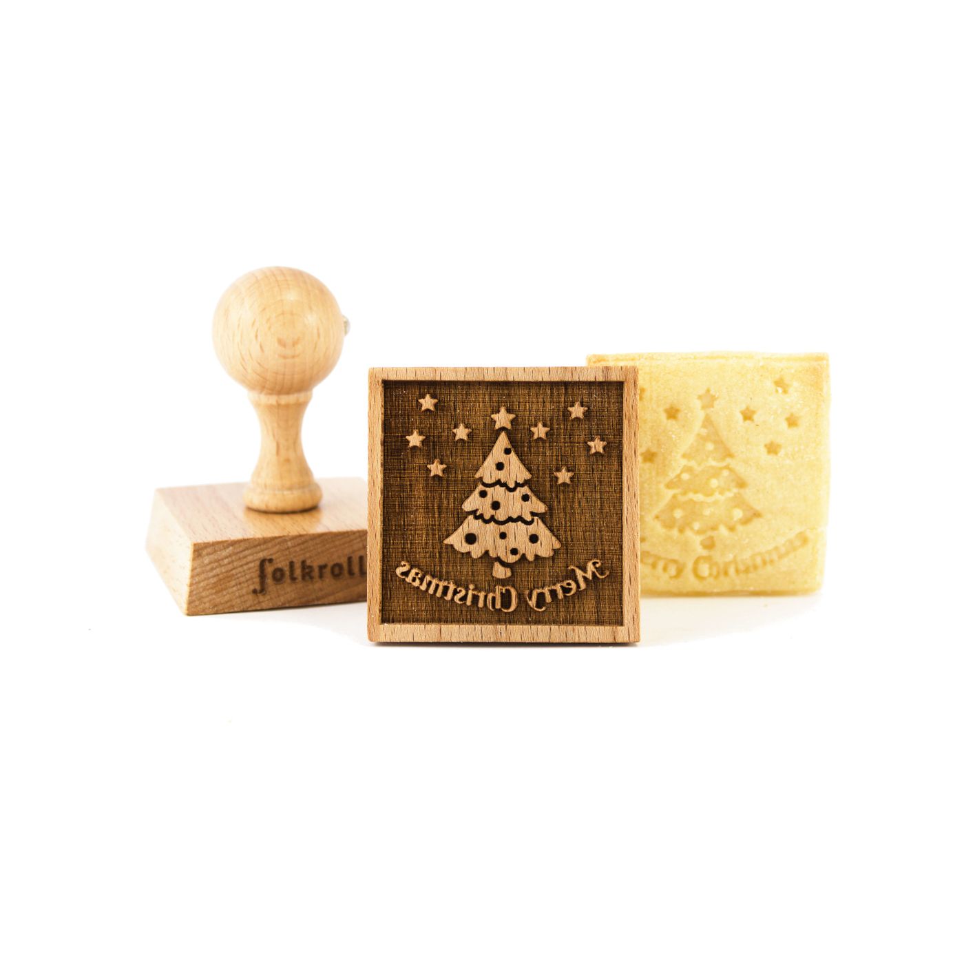 Tampon carré motif sapin de Noël