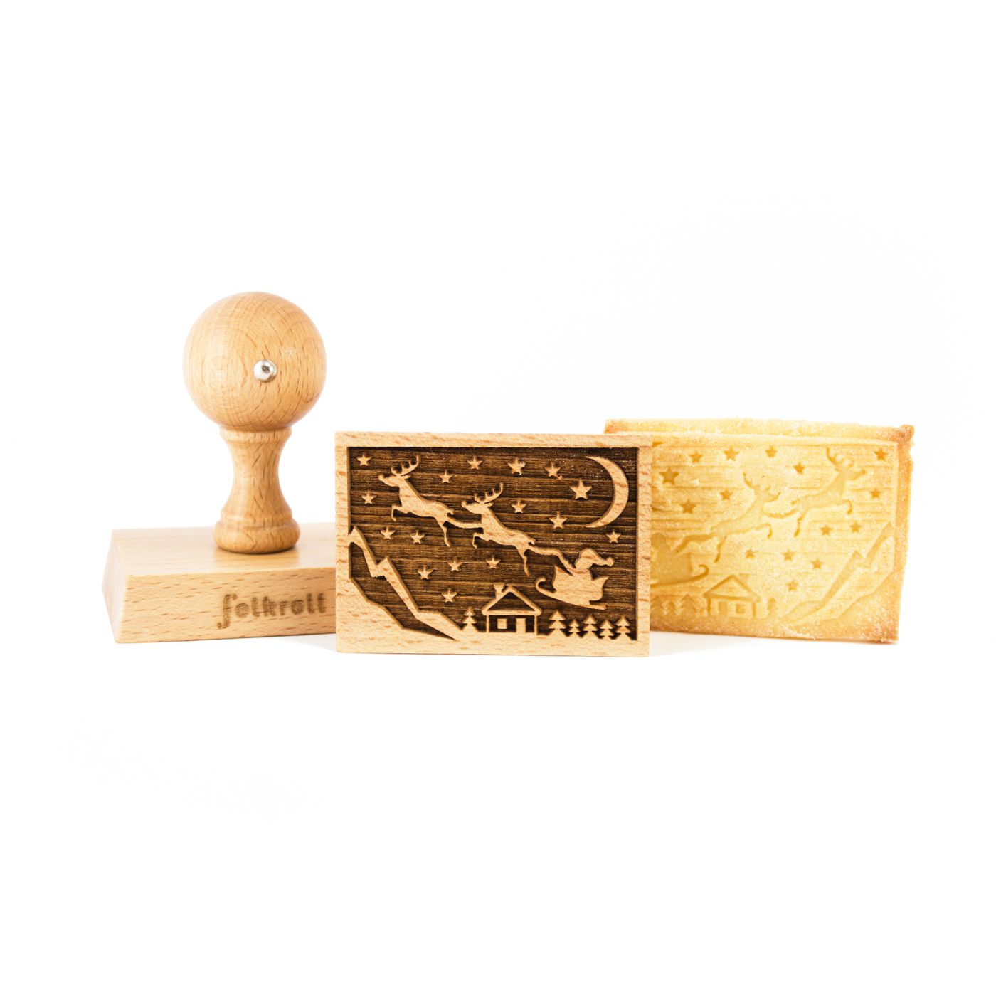 Tampon rectangle motif traîneau du Père Noël