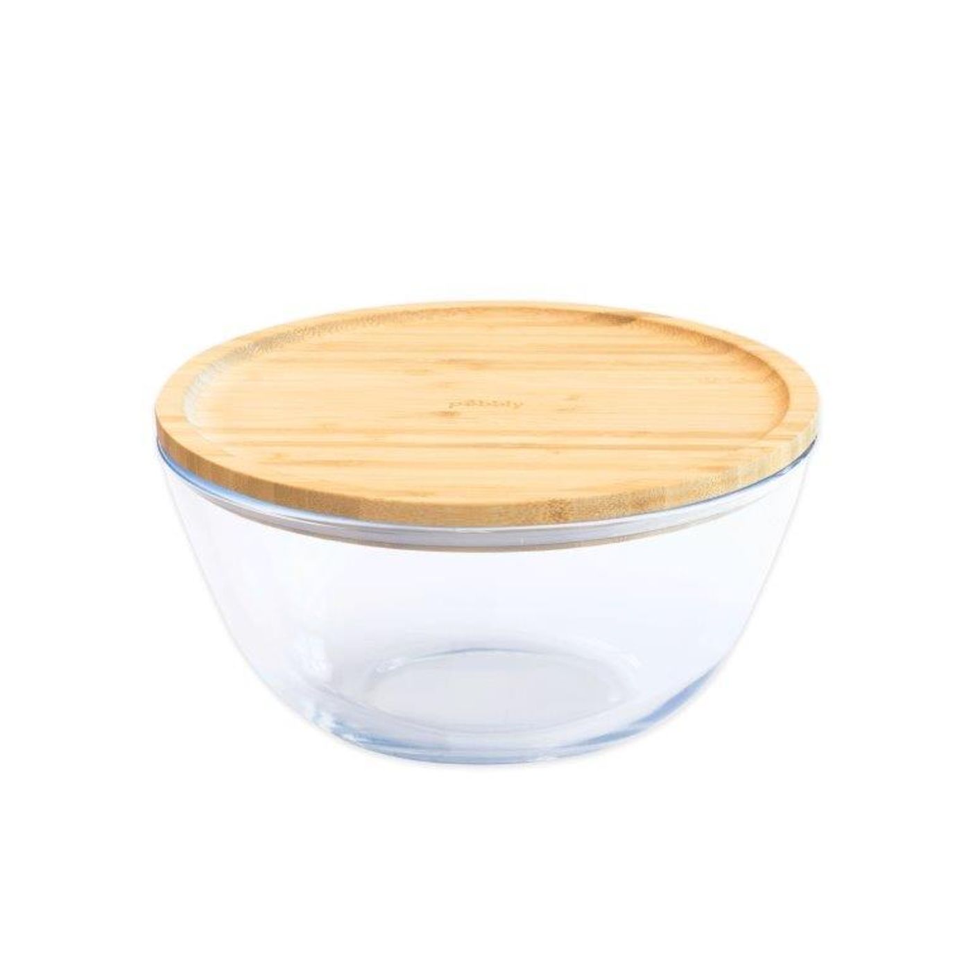 Bol à mixer en verre rond avec couvercle bambou 2,6L