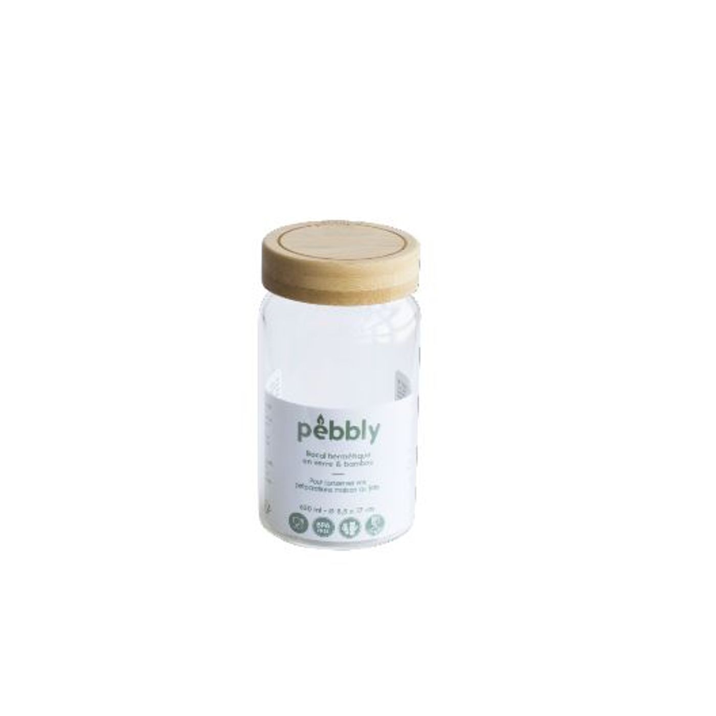Boîte en verre ronde avec couvercle bambou 650 ml