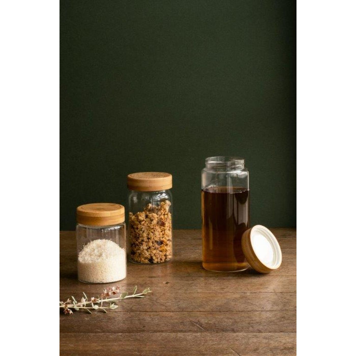 Boîte en verre ronde avec couvercle bambou 650 ml