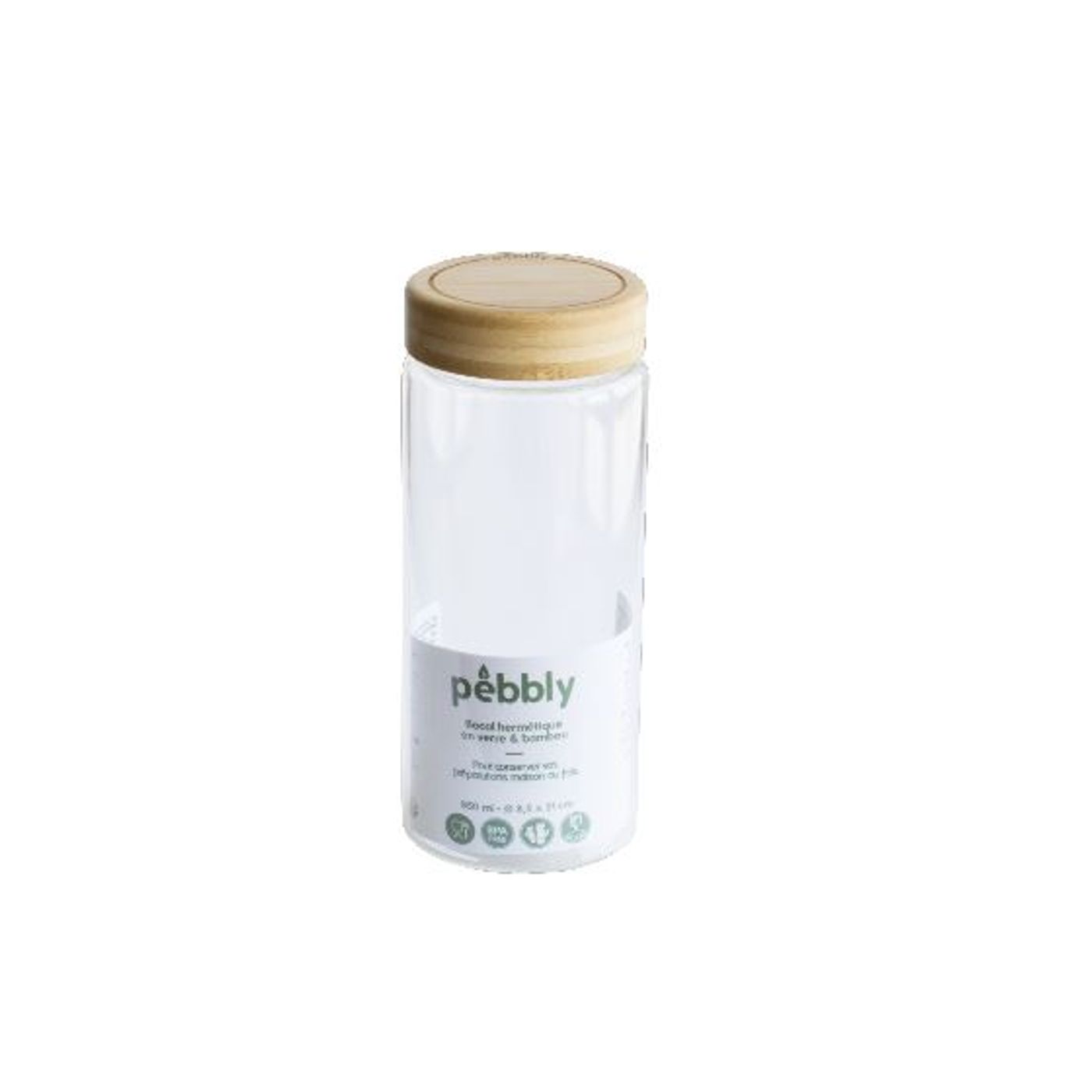 Boîte en verre ronde avec couvercle bambou 850 ml