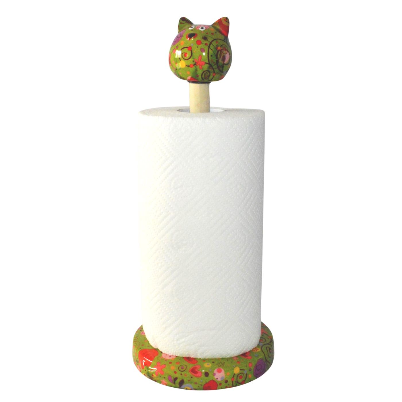 Dévidoir essuie-tout chat caramel VERT