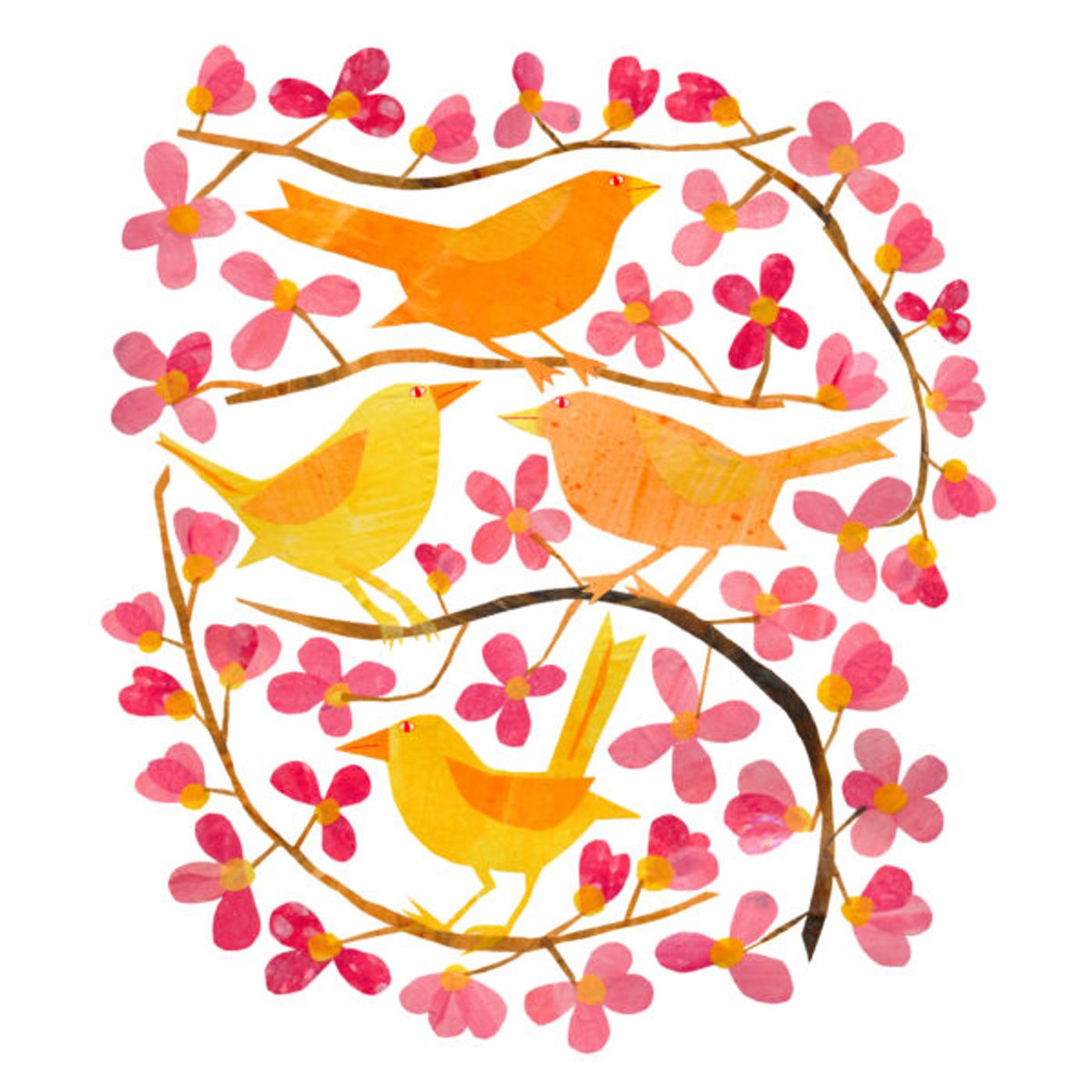 Serviettes en papier Cherry Blossoms & Birds