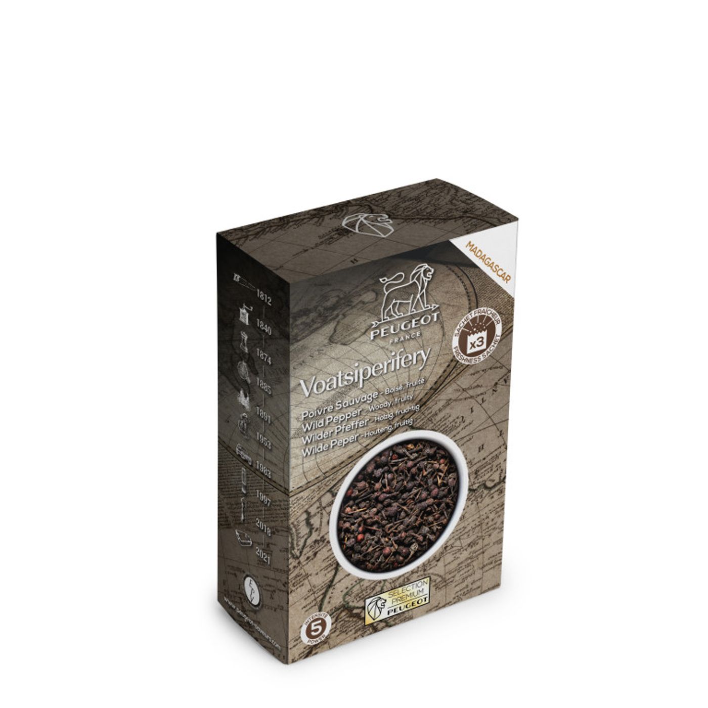 3 sachets fraîcheur de poivre noir sauvage premium Voatsiperifery (Madagascar)