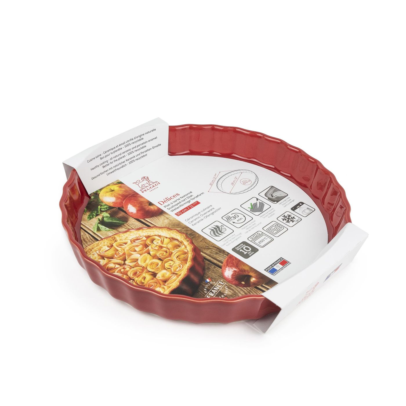 Plat à tarte Délices 30 cm rouge cerise