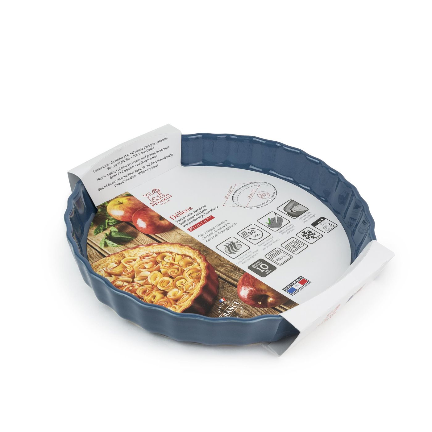 Plat à tarte Délices 30 cm bleu océan