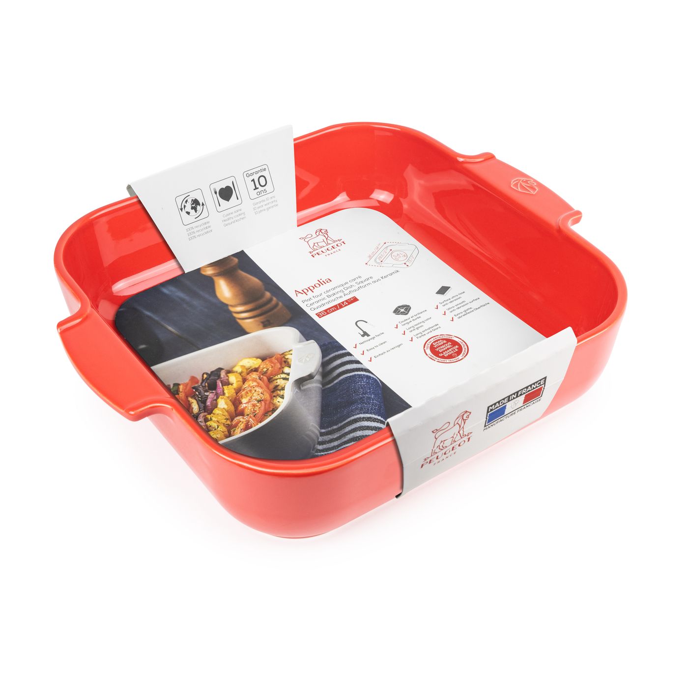 Plat à four carré rouge 36 cm