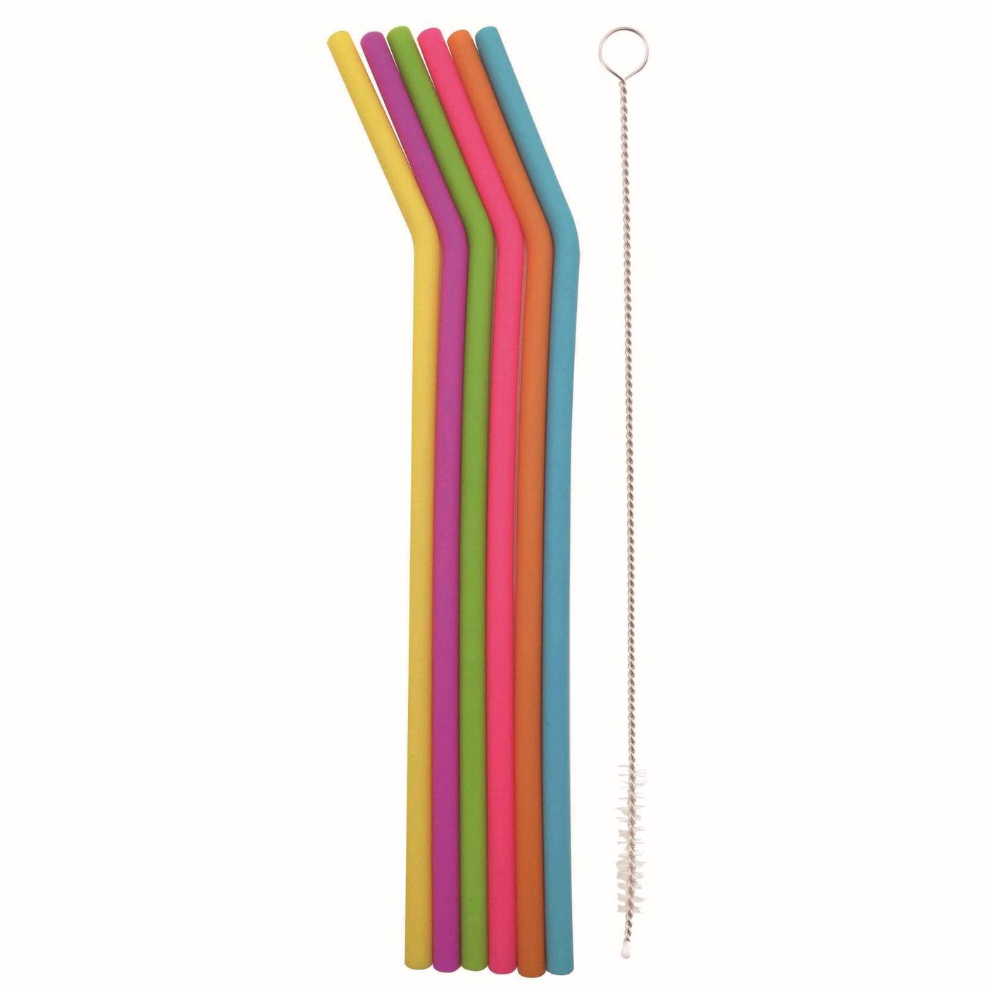 Lot 6 pailles courbées silicone 25 cm