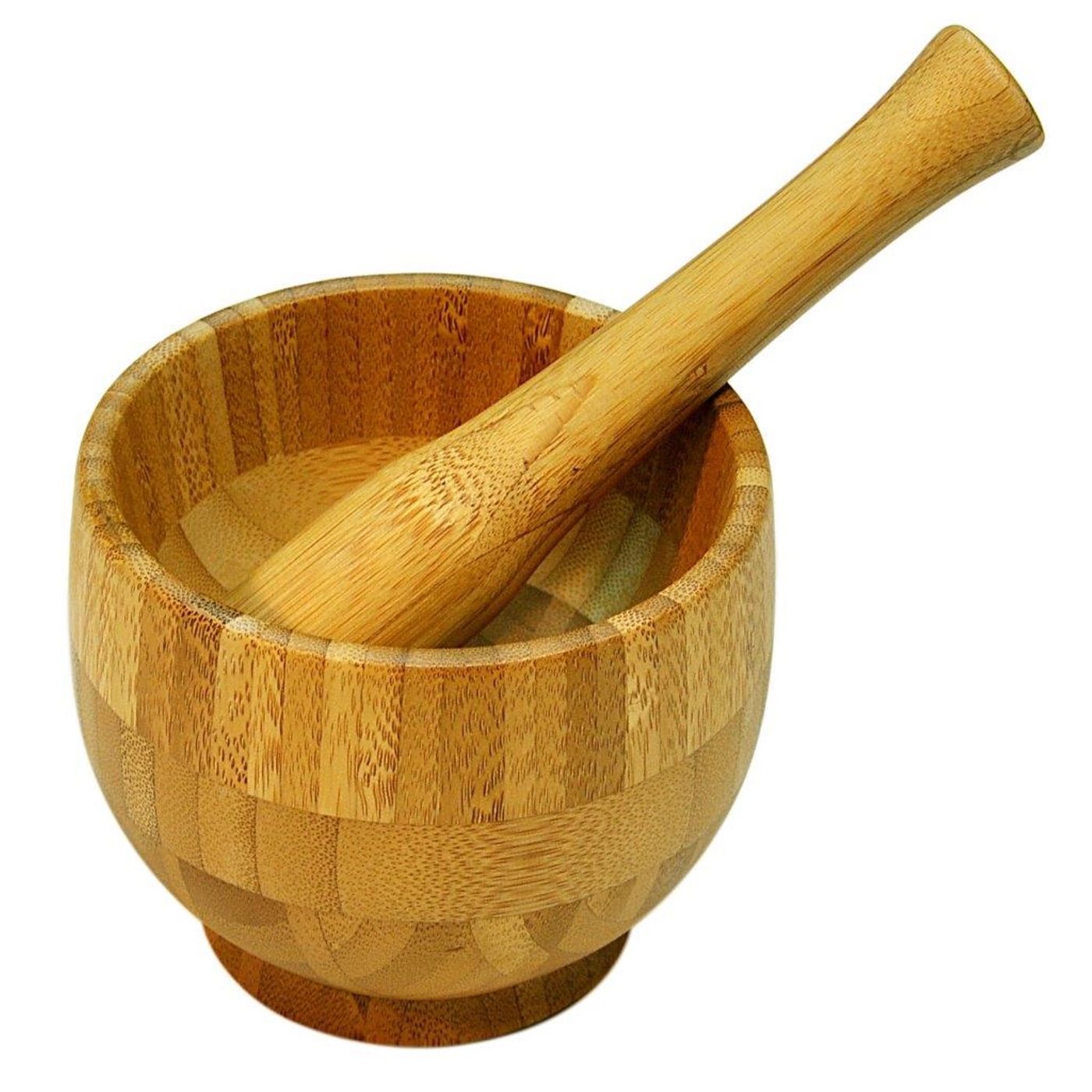 Mortier avec pilon bambou