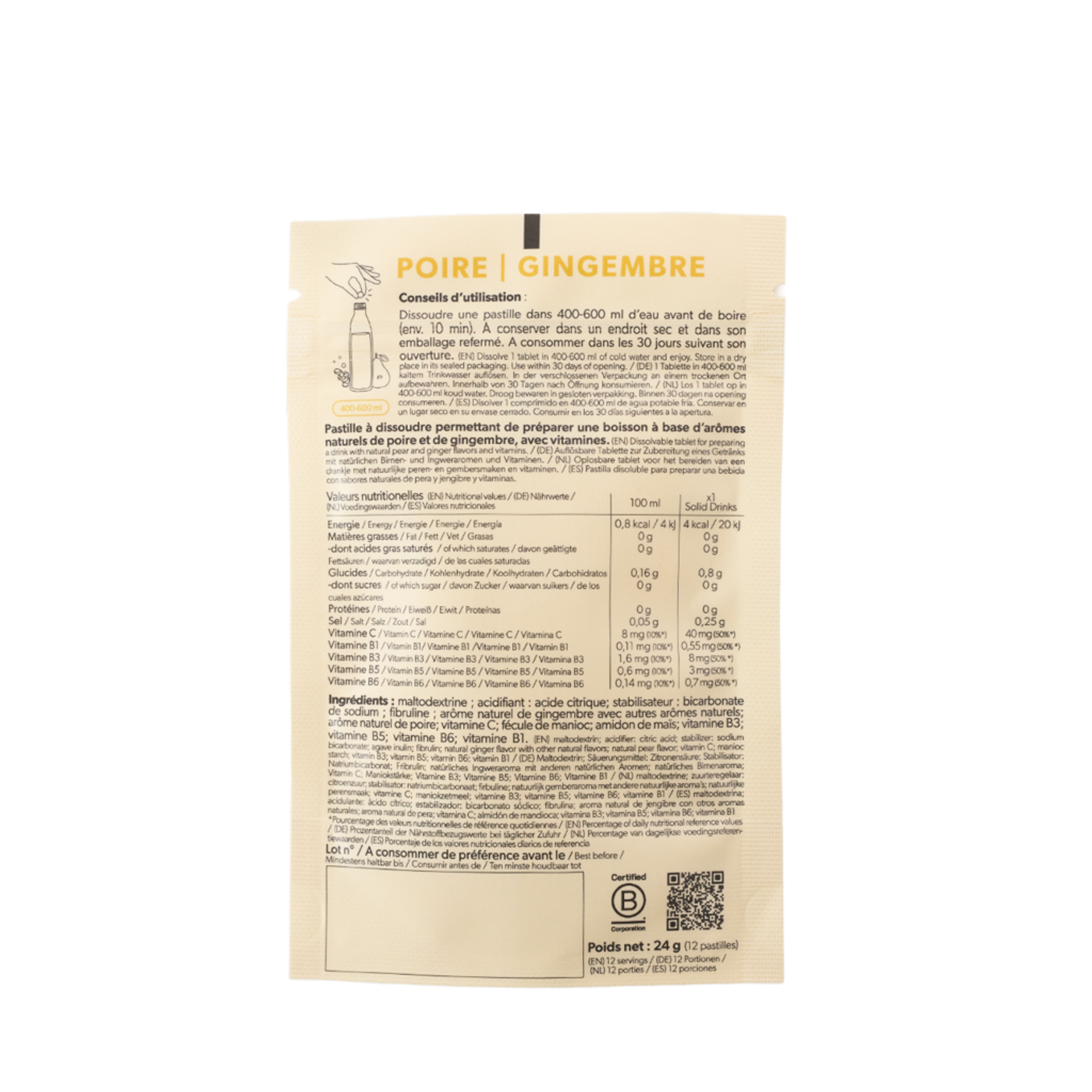 Solid Drinks - Poire & Gingembre - Vitamines C & B