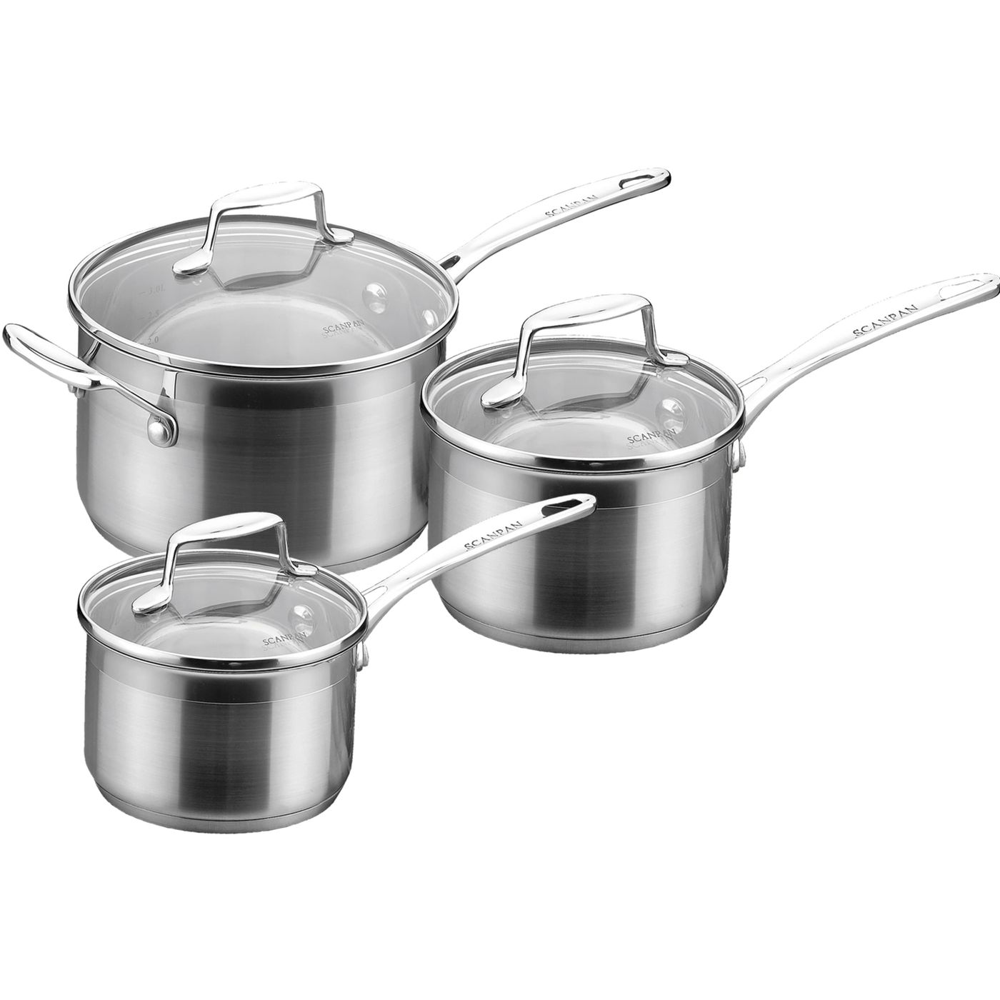 SET DE 3 CASSEROLES AVEC COUVERCLES EN VERRE IMPACT