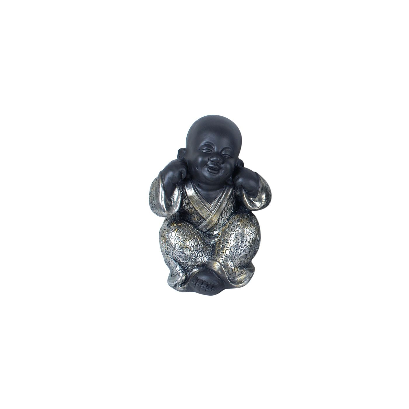 Statuette moine argenté  " Rien entendu "