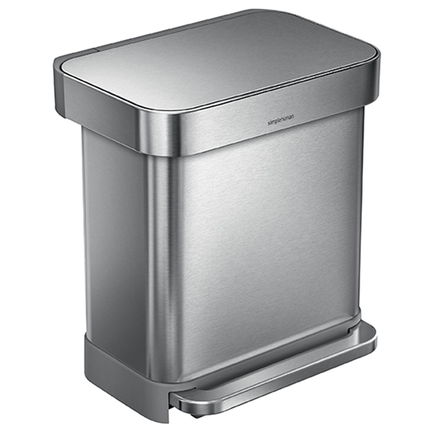 Poubelle rectangulaire 30 L inox avec réserve à sacs