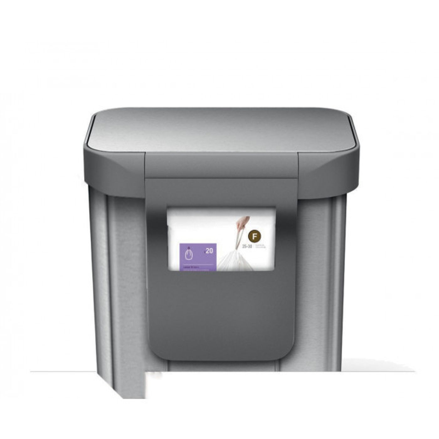 Poubelle rectangulaire 30 L inox avec réserve à sacs