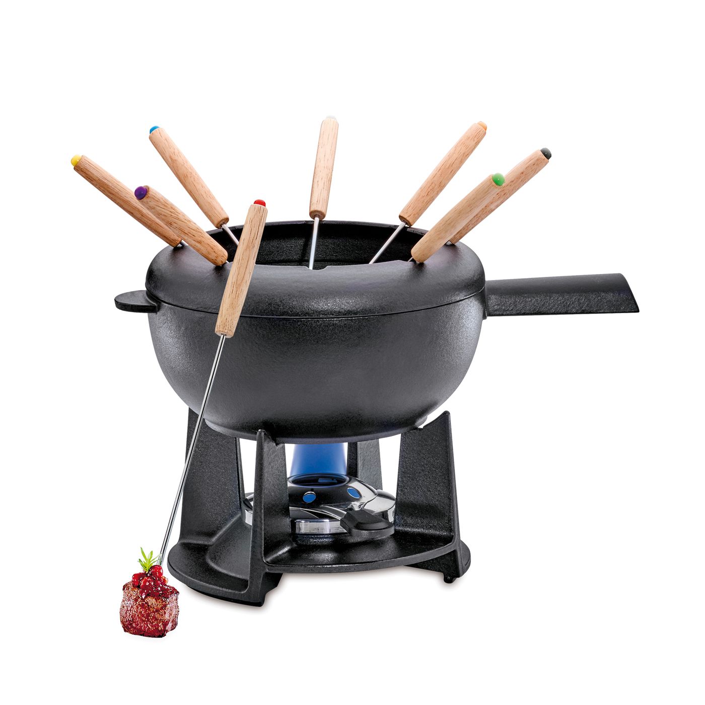 Service à fondue en fonte noire