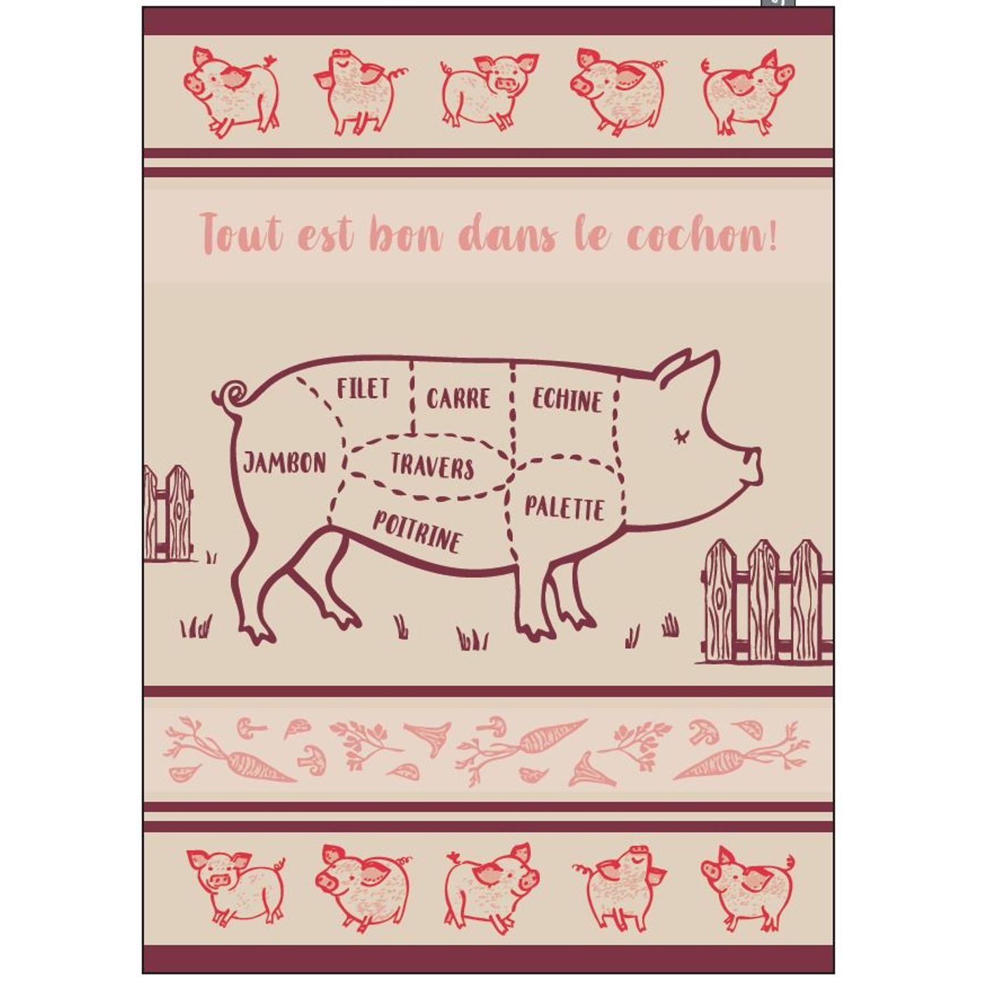 Torchon cochonou beige