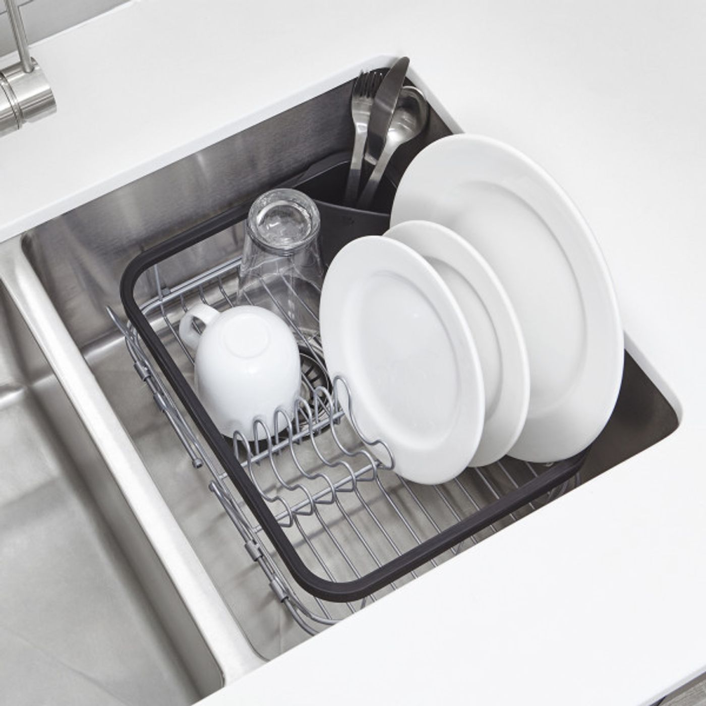 Egouttoir à vaisselle extensible inox