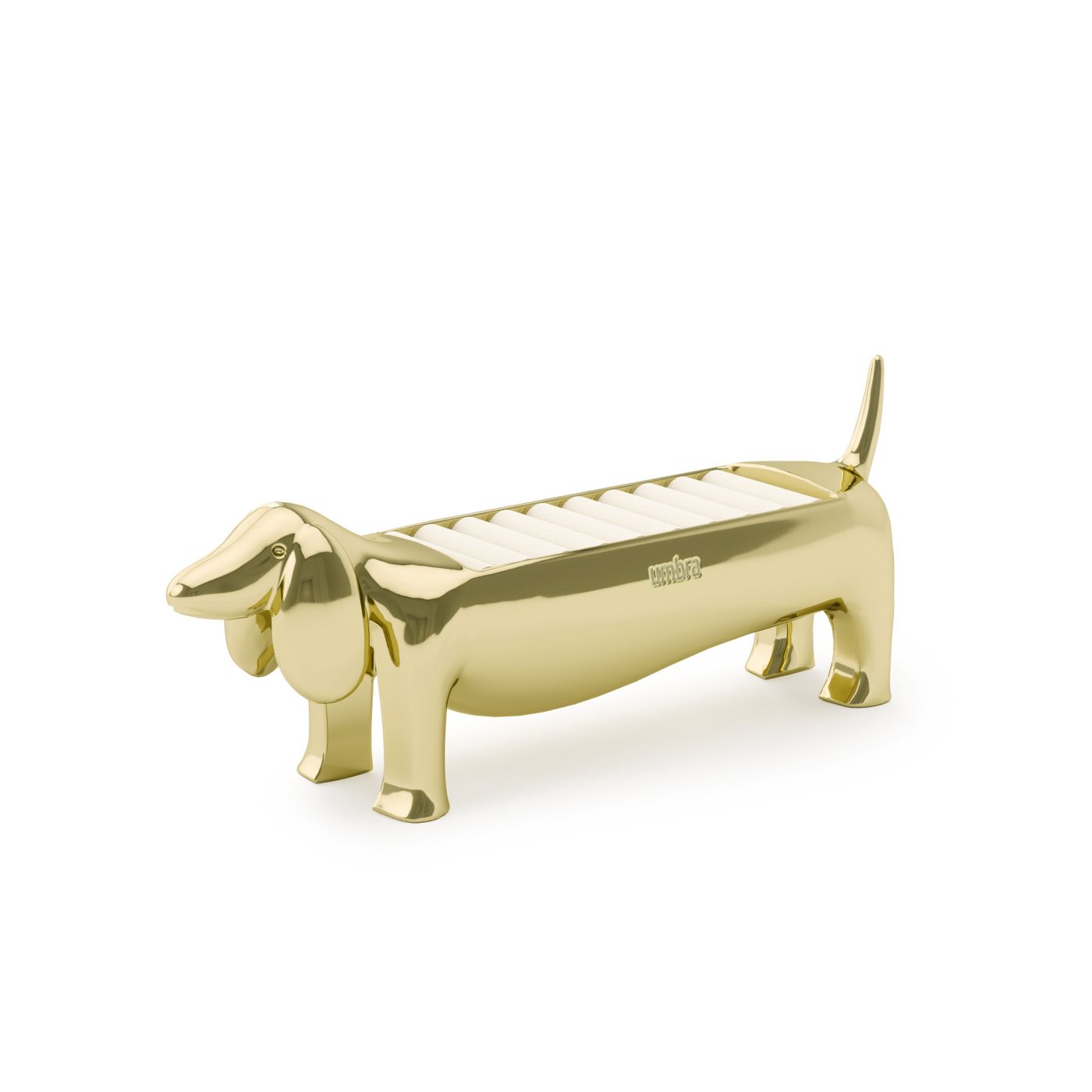 Porte bague teckel doré
