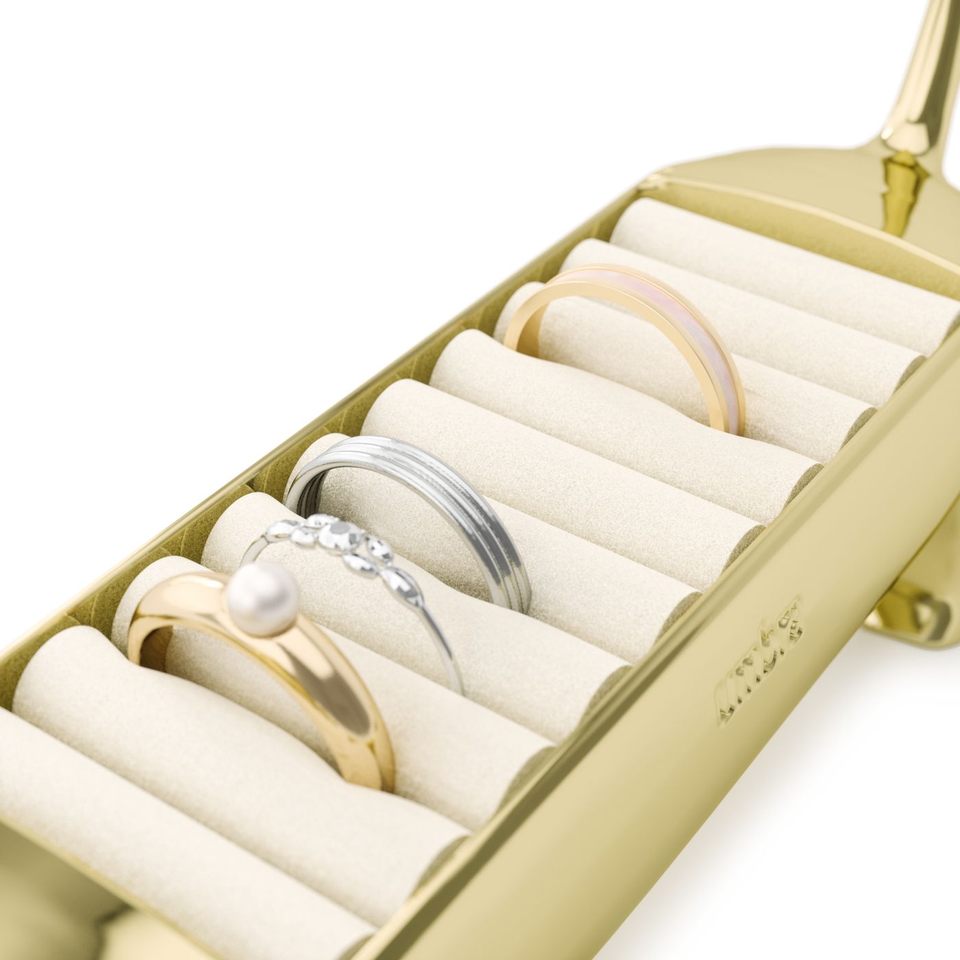 Porte bague teckel doré