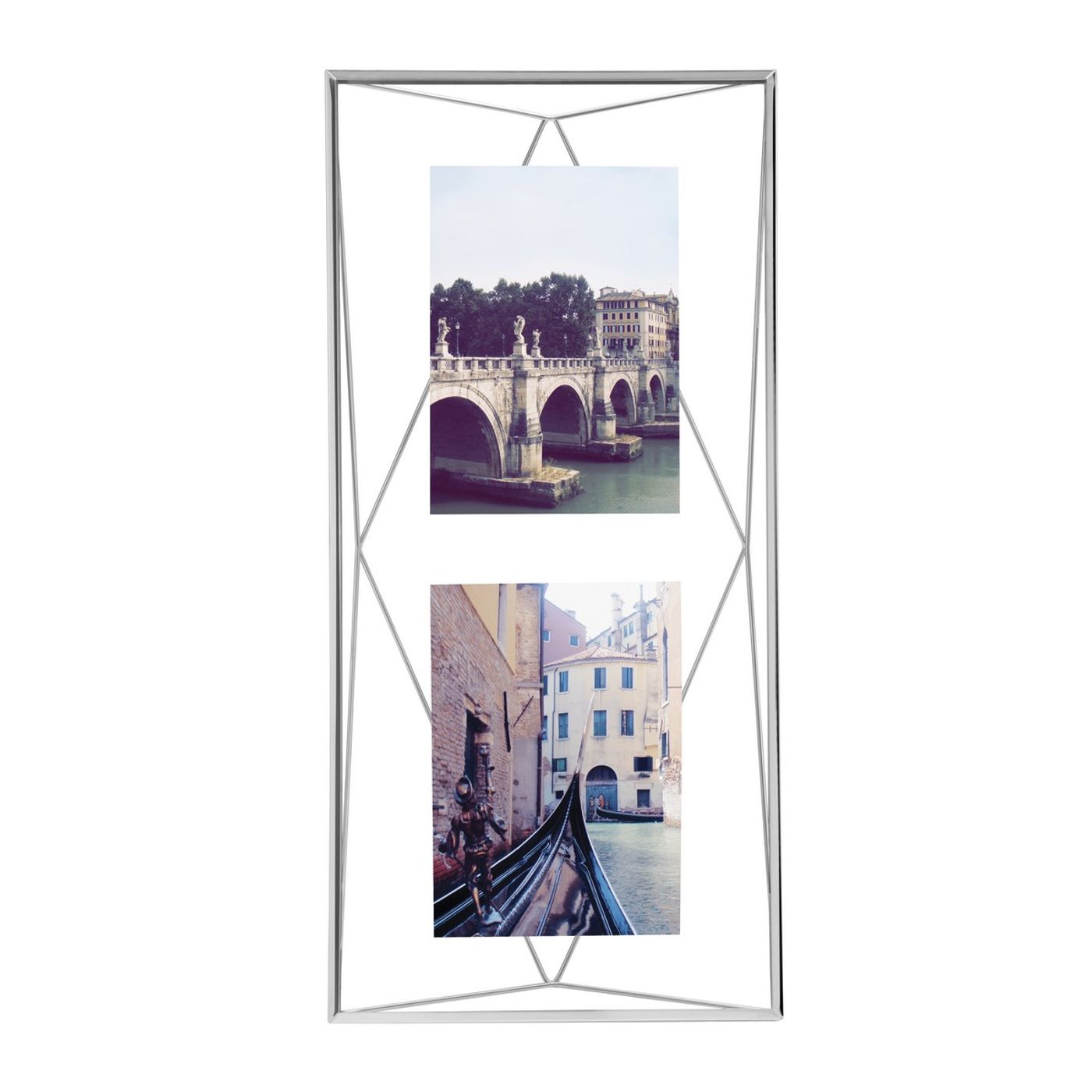 Cadre photo triptyque Prisma chromé