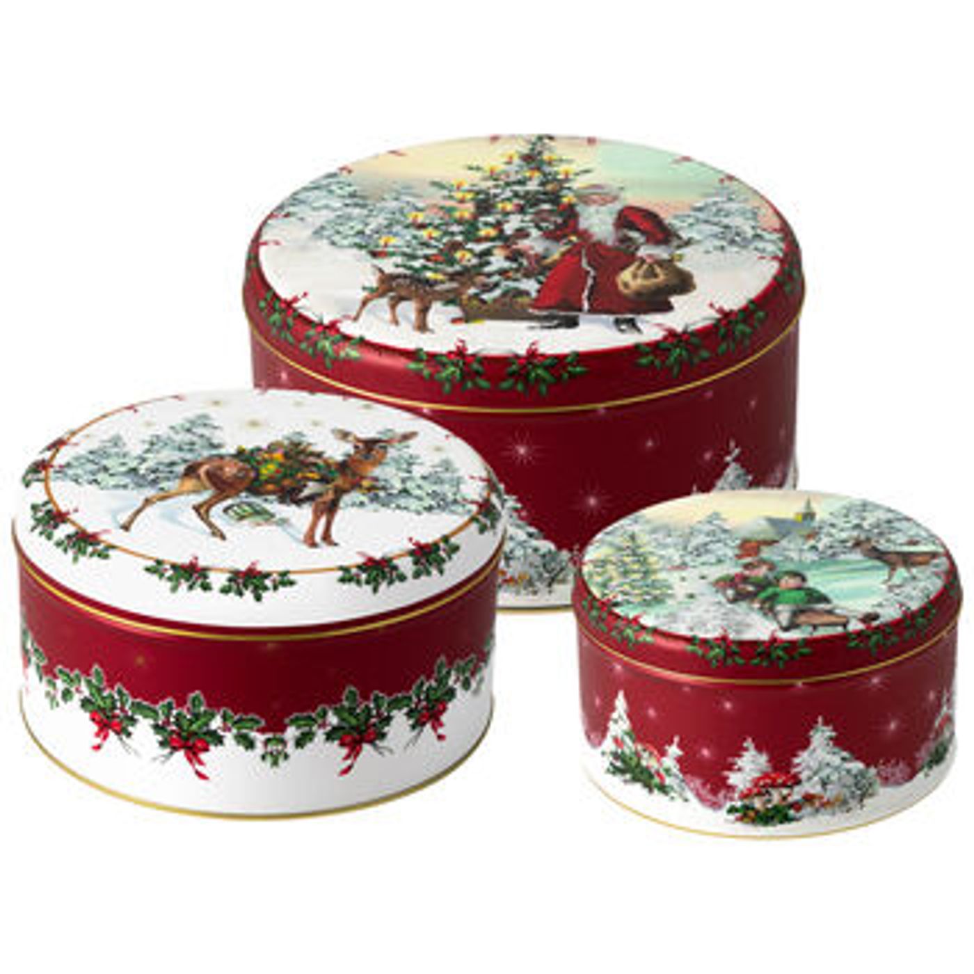 EDZARD Vigo Boîte à bonbons en verre à 3 étages, empilable, avec couvercle, en cristal soufflé à la bouche avec bord platine, diamètre extérieur 19,5 cm, diamètre intérieur 17,5 cm, bonbonnière