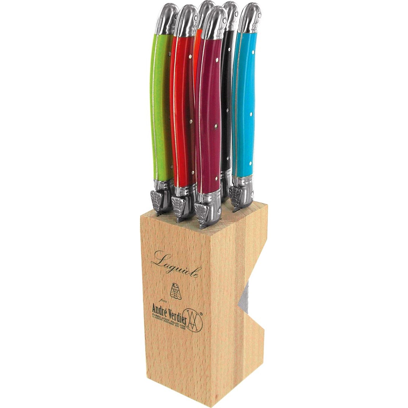 Bloc 6 couteaux à steak Laguiole couleurs