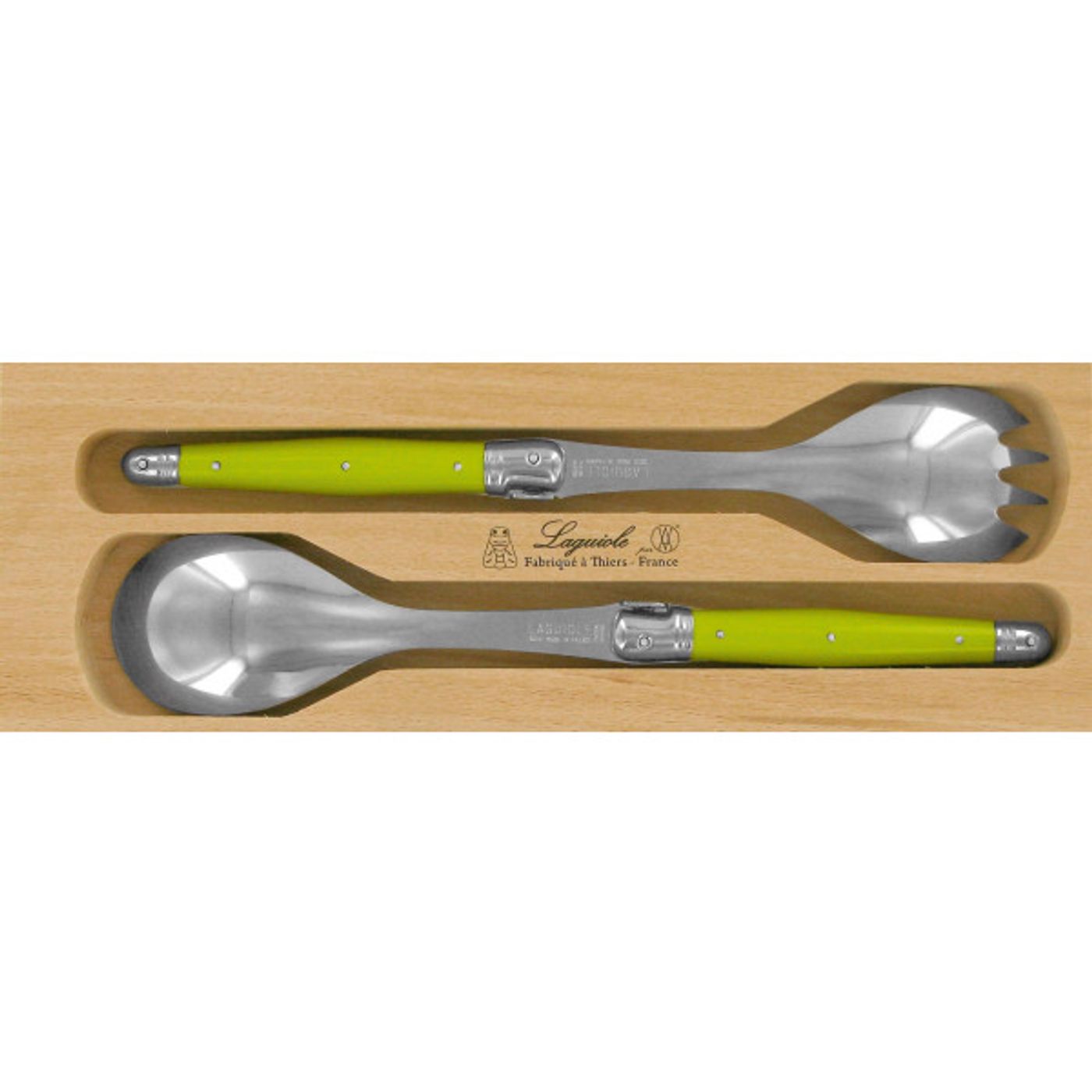 Coffret couverts à salade Laguiole vert anis