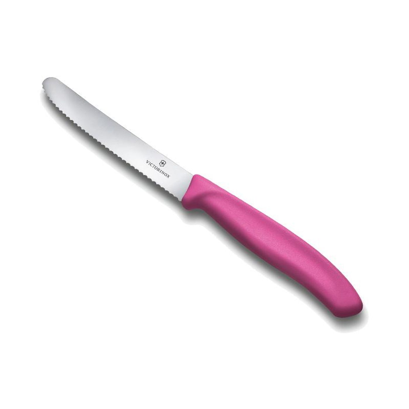 Couteau à tomate lame dentelée 11 cm rose
